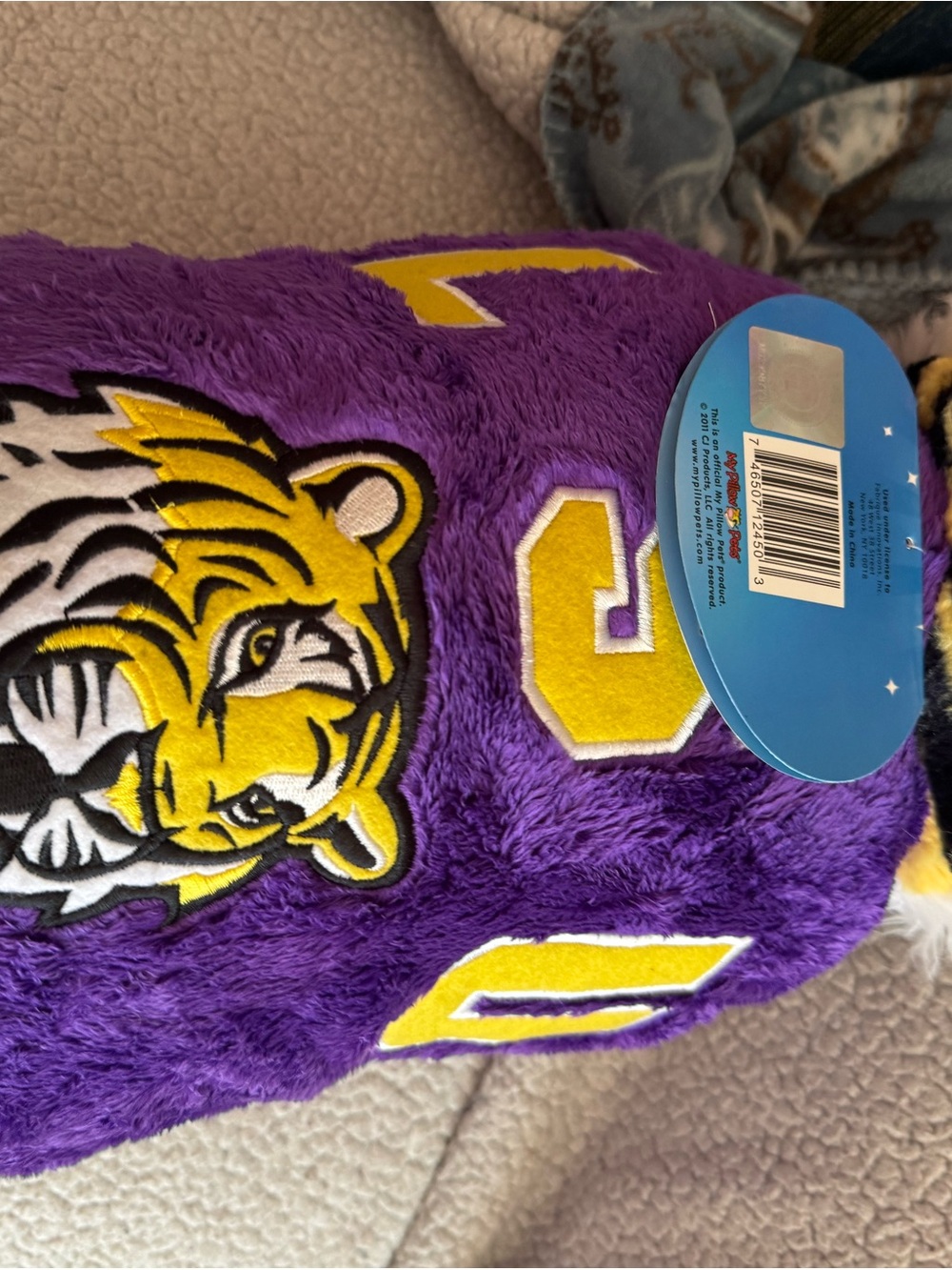 Purple Plush My Pillow Pets with Yellow Embroidery Accent LSU